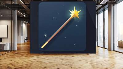 Magical wand icon with sparkles, designed for digital use against a dark background. mobile application icons Wall mural