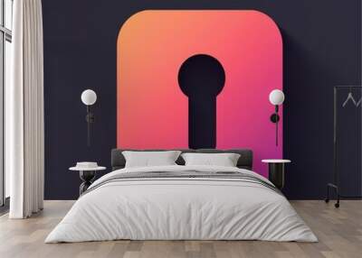 Stylish lock icon with gradient color, perfect for security and privacy concepts, on a dark background. Wall mural