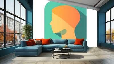 Stylized profile silhouette of a head in vibrant colors on a modern background. mobile application icons Wall mural