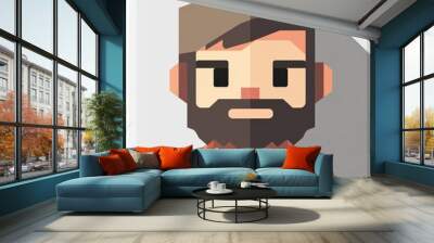 This simple pixel art app icon features a cheerful character with a beard, showcasing a modern and minimal design suitable for various applications. Wall mural