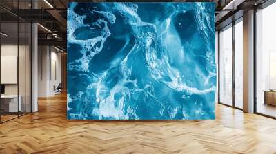 Abstract Blue Water Surface with Foam and Bubbles Wall mural