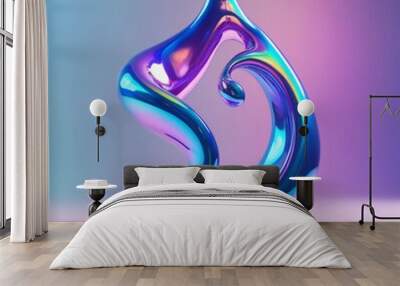 Abstract Liquid Metal Sculpture with Rainbow Colors Wall mural