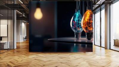 Bulb future technology with Brain, innovation background Wall mural