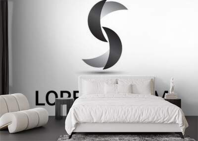 black sharp letter s vector logo design template, curve layer symbol, vector illustration Wall mural