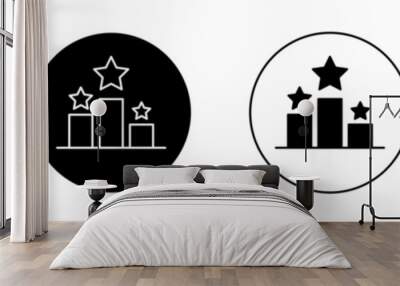 Podium with star icon set. Vector symbol for achievement and award recognition. Wall mural