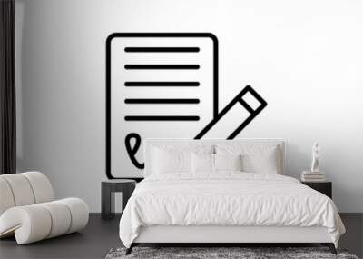 Signed document liner icon vector set. Wall mural