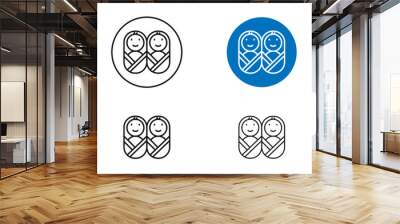 Twin vector icon in black and blue colors Wall mural