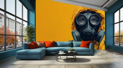 An abstract illustration of a person wearing protective gear, symbolizing health safety. image Wall mural