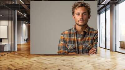 confident man standing isolated on white background Wall mural