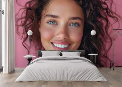 natural smile and portrait of happy woman with skincare smooth skin isolated in transparent .stock photo Wall mural