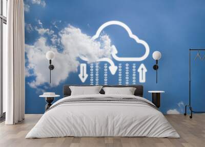 cloud storage with networking internet digital technology, ai data system connecting to link global information, security of social, web net of online business, server globa, social network,technology Wall mural