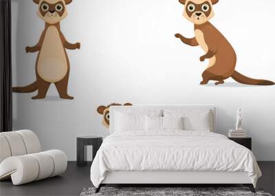 ferret illustrations in different poses. Wall mural