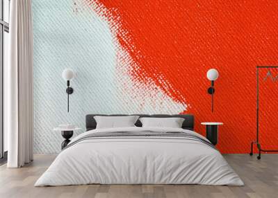 Red on a white canvas background. The surface of the abscess is bright red brush on the abstract image. Wall mural