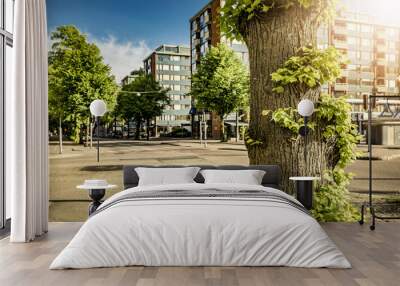 Green city Concept, Urban Life With Nature. Wall mural