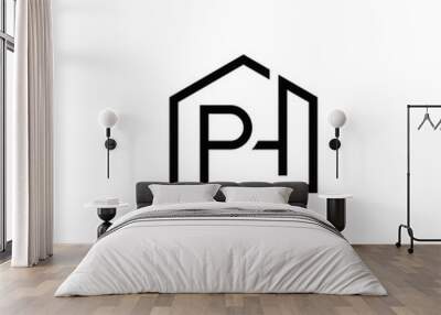 p h ph initial home logo design vector symbol graphic idea creative Wall mural