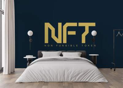 NFT (Non Fungible Token) logo. Designed using horizontal, vertical and oblique lines of 45 degrees that feel like an electronic circuit board. For presentation, article, t shirt. Vector illustration. Wall mural