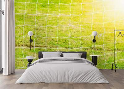 Nets Soccer  Goal net for Football or soccer with stadium background. Wall mural