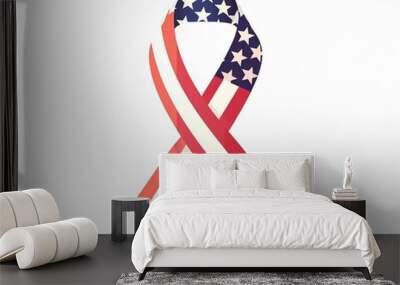 A red, white and blue ribbon with stars on it Wall mural