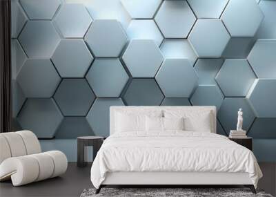 Minimalist hexagon patterns in shades of grey, geometric design, modern simplicity Wall mural