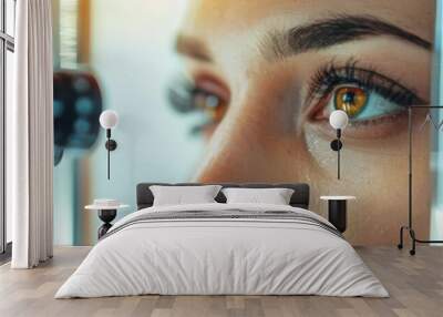 Optometrist examining eyes Wall mural