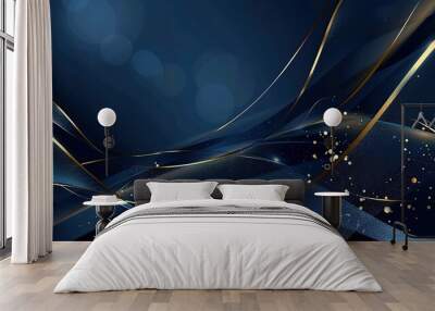 Abstract Blue and Gold Swirling Background Wall mural