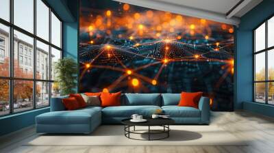 Abstract Digital Network Wall mural