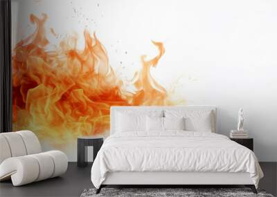 burning fire of flame and spark on white background.generative ai Wall mural