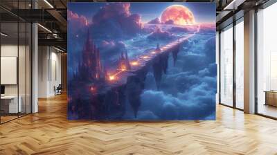 Floating Castle in the Sky Wall mural