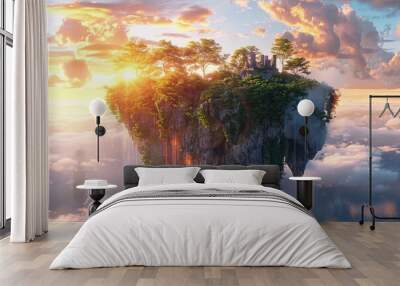 Floating Island in the Clouds Wall mural