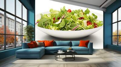 Green vegan salad from green leaves mix and vegetables. AI Generative Wall mural