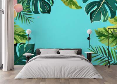 Summer Sale Banner with Tropical Leaves Wall mural