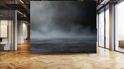 Texture dark concrete floor with mist or fog. Generative Ai Wall mural