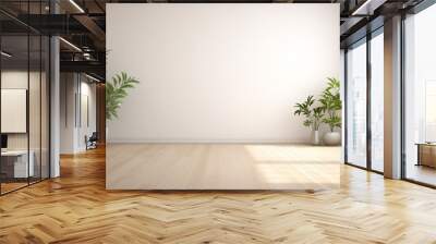 White classic wall background brown parquet floor home furniture detail. Generative Ai Wall mural