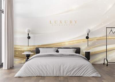 Abstract luxury white background with gold light effects. Wall mural