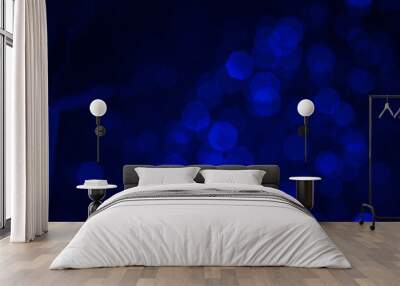 blue glitter vintage lights background,bokeh background,defocused Wall mural