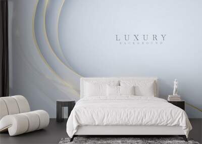 Curve golden line on white background. Luxury realistic concept. 3d paper cut style. Vector illustration for design. Wall mural