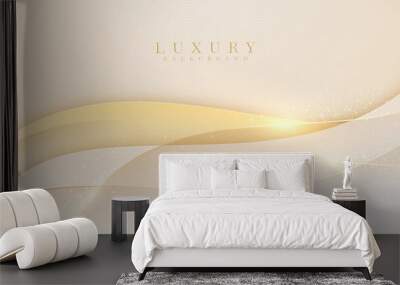 Elegant cream shade background with line golden elements. Realistic luxury paper cut style 3d modern concept. vector illustration for design. Wall mural