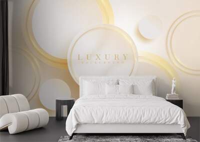 Golden circle luxury background with sparkle light glittering elements. Wall mural