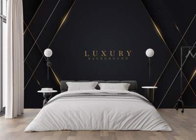 Golden lines luxury on white overlap brown and black shades color background. elegant realistic paper cut style 3d. Vector illustration about precious and beautiful feeling. Wall mural