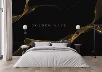 Golden wave on black background , luxury modern concept. vector illustration for design. Wall mural