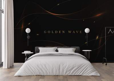 Golden wave on black background , luxury modern concept. vector illustration for design. Wall mural