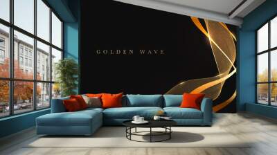 Golden wave on black background , luxury modern concept. vector illustration for design. Wall mural