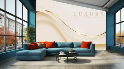 Luxury background With golden lines And the light sparkles Mustard color in 3d abstract style, illustration from vector deluxe template modern design. Wall mural