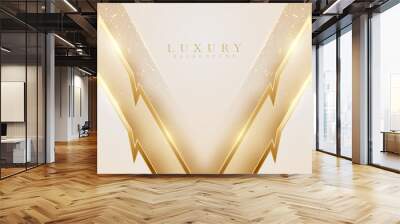 Luxury background with wavy gold line element with glitter light effect decoration. Wall mural