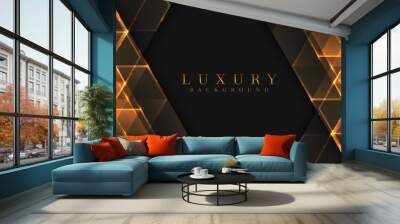 Luxury Gold Background with black metal texture in 3d abstract style. Illustration from vector about modern template design for strong feeling and technology and futurism. Wall mural