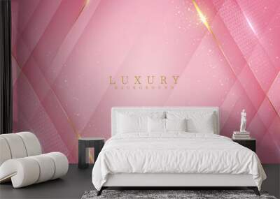 Luxury golden line background pink shades in 3d abstract style , Valentines day concept, Illustration from vector about modern template deluxe design. Wall mural