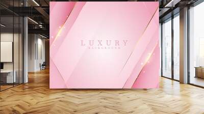 Luxury golden line background pink shades in 3d abstract style. Illustration from vector about modern template deluxe design. Wall mural