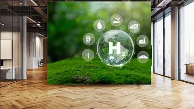 H2 hydrogen innovation zero emissions technology.Clean hydrogen energy concept.Hydrogen production.Hydrogen Industry Concept. Wall mural