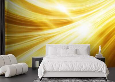 A bright yellow graphic background with dynamic curves and light streaks, creating a vibrant, energetic feel. Perfect for playful or creative designs. Wall mural