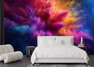 Color powder drawing, where vibrant pigments are scattered delicately, forming intricate patterns and designs. Wall mural